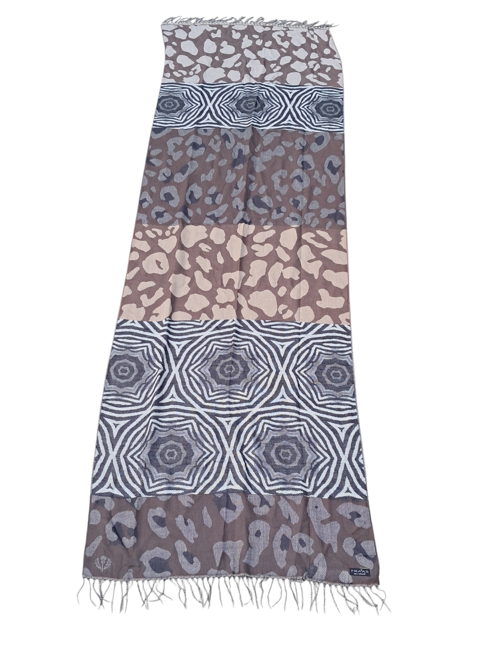 ​FRAAS Feel Cashmink Scarf Animal Print Geometric Mixed Pattern Fringed Germany